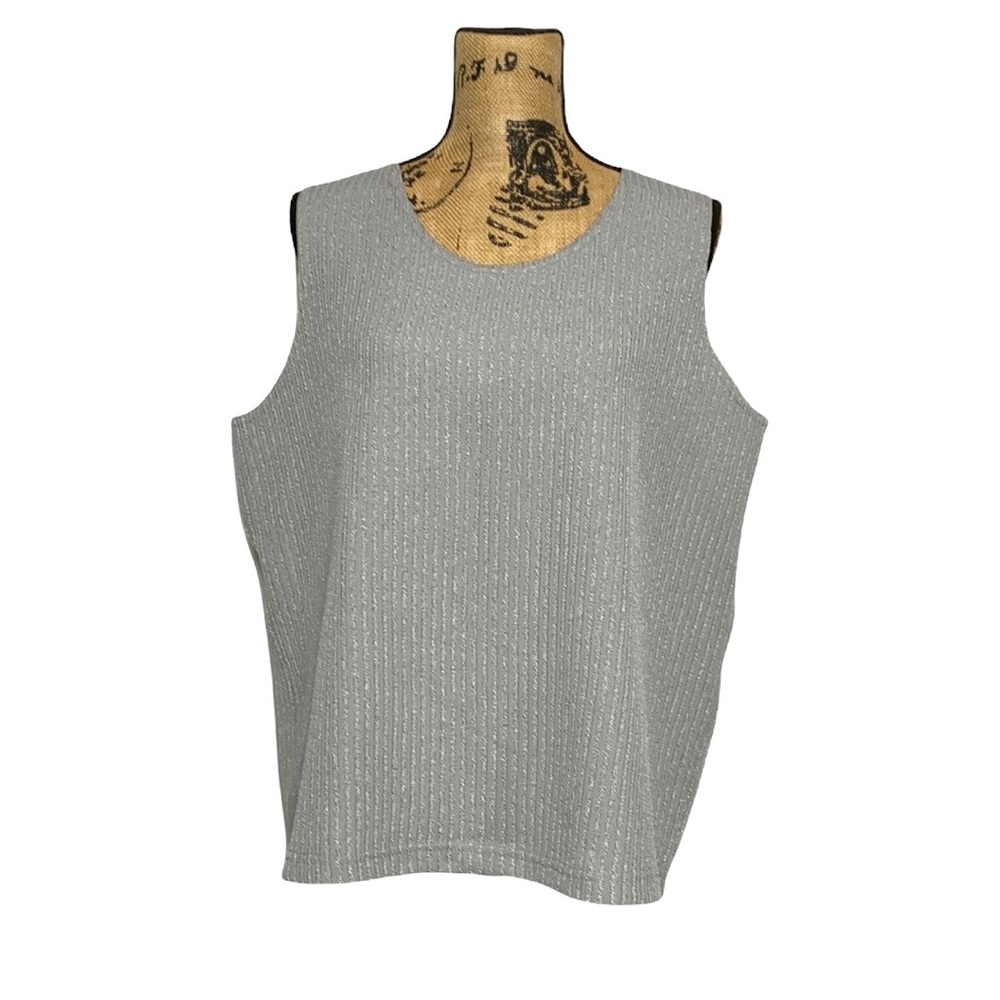 Silver Vertically Striped Sleeveless Blouse XXL
